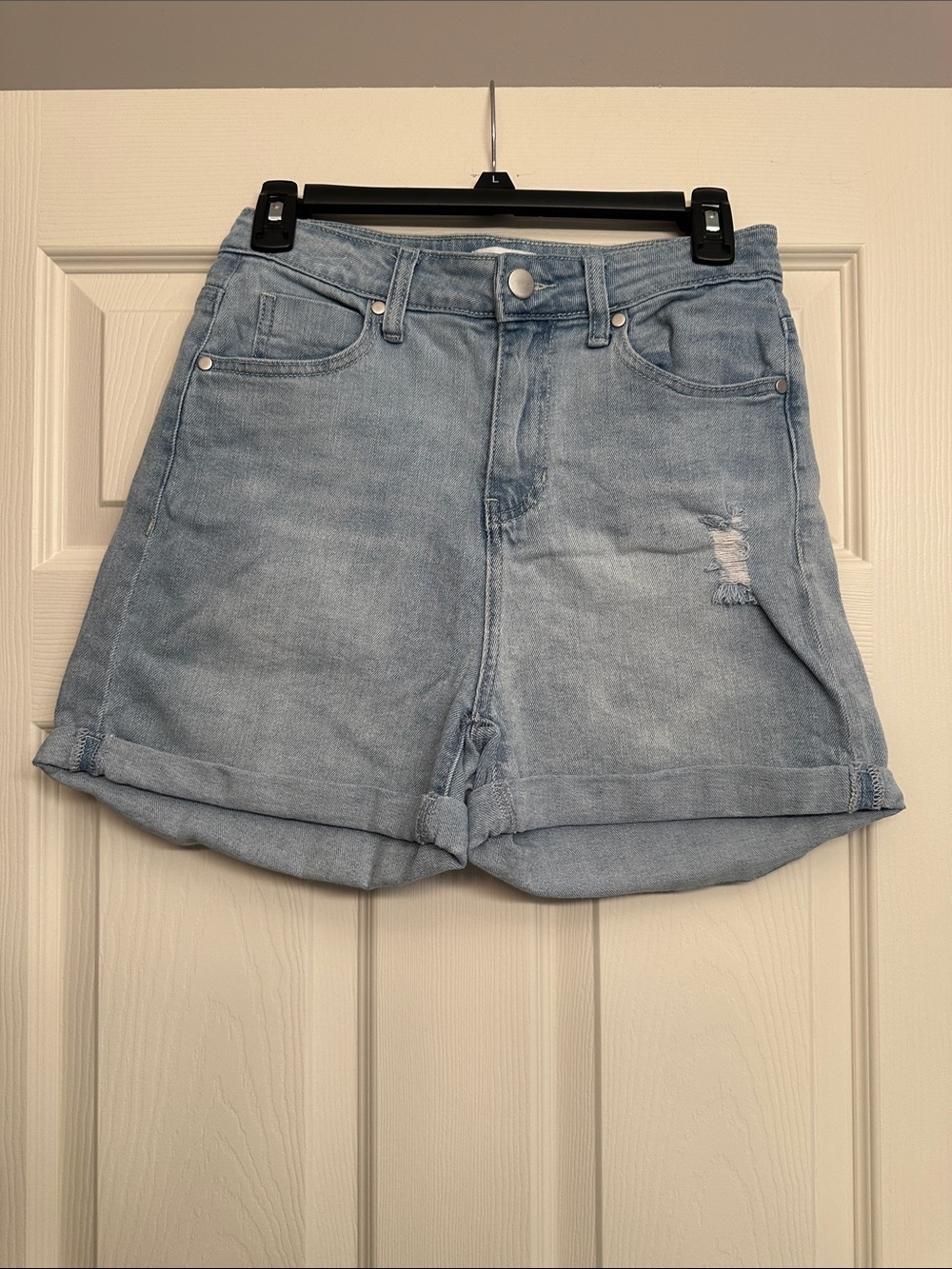 Abound Light Blue High-Rise Rolled Hem Denim Shorts